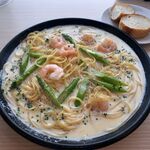 元祖パスタ食堂 - クリームソース・海老とアスパラ