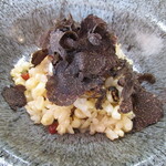 Ryoriya Takashima - 鰻の赤ワイン煮込み ナポリピカンテ（サラミ） 黒トリュフ 神戸市西区産のホワイトコーン