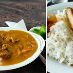 六十里越ドライブイン - べづな日にも立ち寄った際のカチュ咖喱。こ、この器ウチにもあったわーなついわー（ホロリ