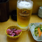 居酒屋 今夜は最高 - 【2011年8月】生ビール中480円と無料のお新香