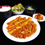 Chicken and pork miso Yakiniku (Grilled meat) set meal