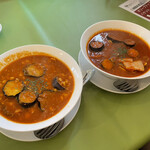 スープパスタ専門店 セモリナ - 左、トンノ。右、メランザーネ。似て非なるもの(^^)