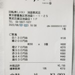 回転寿し トリトン - レシート。