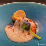 カーサ・デル・チーボ - 南瓜の花に詰められた帆立貝柱と帆立のムース