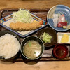 絵馬亭 - エビフライと刺身定食 ¥850
