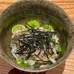 炎水 - すっぽんの飯蒸し　新銀杏　ネギ　海苔