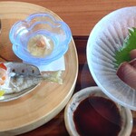 炭焼うな富士 - ・季節の前菜三種盛
      ・お刺身3種盛
      
      