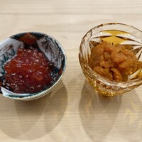 日本橋蛎殻町 すぎた - 筋子の味噌漬け 馬糞雲丹
