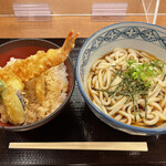 Nagara Udon - 冷うどん、ミニ天丼付き。1,100円。