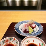 瀬戸内リトリート 青凪 - かつお、鯛と何か。かつおのアッサリ感が夏らしく気持ちいい。