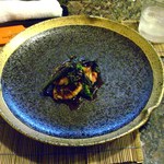 小春橋田野 - フォアグラと鶏のつくねと仔牛のリードボーとお餅　ニンジンピューレの照焼きソース