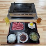 肉の博明ダイニング - ランチセットと田子牛の切落し