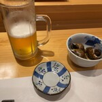 Shigezushi - 生ビール・黒つぶ貝