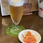 宝華らぁめん - ビール頼むとキムチ付くんだね。