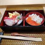 鮨 棗 - ミニ生ちらしとミニイクラ・カニ丼