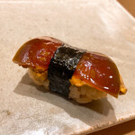 不動前 すし 岩澤 - あん肝握り　濃い味が酒に合う！