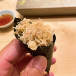 不動前 すし 岩澤 - 毛蟹の手巻き寿司