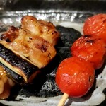 Danshi - ねぎまとミニトマト。炭火焼きの良さがミニトマトでも出てますねー。美味しいです。