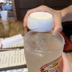 田内屋 - 生ビール(旦那くん)と、ゆずサワー(私)で乾杯♪