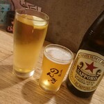 Yotsuya Motsuyaki Nonki - 瓶ビール サッポロラガー赤星＆のんきボール？