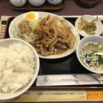 Hamakko Ramen Senta Hombu - しょうが焼定食　大盛り　990円　+ 150円