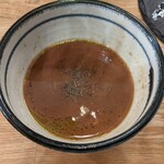 中華そば きなり - スープ割りはトマトジュースに黒胡椒で冷製トマトスープの味わい。