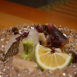 日本料理 幸庵 - メイチダイと北寄貝の刺身盛合せ