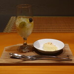 日本料理 幸庵 - ミントゼリーと薩摩芋のムースの盛合せ