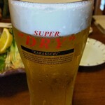串焼 のんき - まずは、生ビール(中)で乾杯