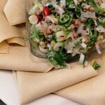 東北人家 - これが干豆腐　ごわごわ食感が面白い　青唐辛子と葱の爽やかな辛さがたまらない！　高蛋白質でスターターには嬉しい逸品