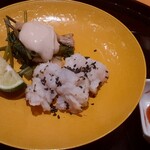 割烹 渡邊 - 鱧と空芯菜の白和え