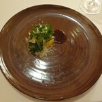 レストラン・モリエール - Menu Terroir：季節野菜（美瑛産ブロッコリー（パルミジャーノレジャーノ・卵黄・イタリアンパセリなどハーブとシェリービネガー））