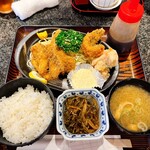 かど新 - (生)アジフライ定食(ポテサラ付き、ご飯少なめ)_¥980