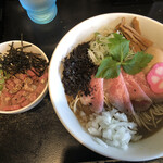 上州濃厚中華蕎麦 はたお商店 - 特製鯵煮干しそばの雑炊セット