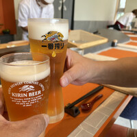 すし大 - 私は車なのでノンアルコールビールを。残留さんは生ビールで乾杯！