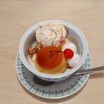 cafe ar - 自家製プリンとセミフレッドのパフェ