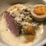 鴨出汁中華蕎麦 麺屋yoshiki - 塩つけ蕎麦+浅利リゾット