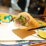 沙龍 - 鯵の昆布締め　春巻き