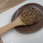 そば工房 玉江 - しゃもじに塗られた焼きみそ