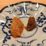 鮨 さかい - あん肝と奈良漬け