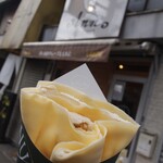 Kurepu An - 昔ながらの硬めのプリン生クリーム（５００円）