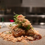 IZA - 穴子のキャラメリゼ フォアグラのグラニータ仕立てアップ