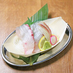 Amberjack wooden boat sashimi