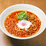 Tsukimi Kyo thin udon with delicious spicy meat and oil