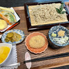 Nagomi - ランチセット　1500円。蕎麦、野菜天ぷら、ミニそば豆腐、きなこおはぎ、デザート、お漬物。