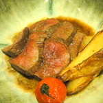 高田馬場日本酒研究所 - 【2013年4月】最後は鹿肉のステーキ780円で締めました。