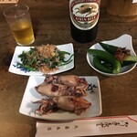 大甚 - 2016年6月ﾔﾘｲｶ・ほうれん草お浸し・もろキュウ