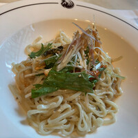 ヘイフンテラス - 対馬地鶏と唐人菜漬け 胡麻ソース和え麺