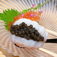 瓢嘻 京橋店 - 鱧落とし 梅肉ジュレ掛け 帆立キャビア添え