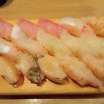 寿司 築地日本海 - キンメ　カンパチ　真鯛　あわび　赤えび
